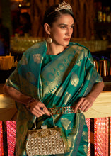 Load image into Gallery viewer, Castleton Green Handloom Woven Banarasi Silk Saree