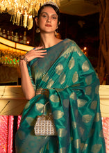 Load image into Gallery viewer, Castleton Green Handloom Woven Banarasi Silk Saree
