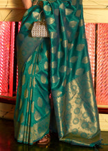 Load image into Gallery viewer, Castleton Green Handloom Woven Banarasi Silk Saree