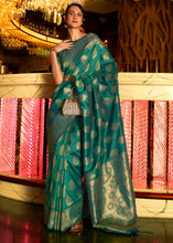 Load image into Gallery viewer, Castleton Green Handloom Woven Banarasi Silk Saree
