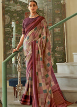 Cargar imagen en el visor de la galería, Shades Of Brown Designer Checkered Silk Saree