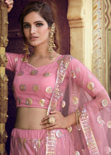 Cargar imagen en el visor de la galería, Taffy Pink Soft Net Lehenga Choli with Sequins work