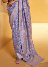 Load image into Gallery viewer, Crocus Purple Lucknowi Chikankari Weaving Silk Saree