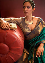 Load image into Gallery viewer, Pine Green Handloom Woven Banarasi Silk Saree