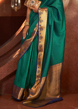 Load image into Gallery viewer, Pine Green Handloom Woven Banarasi Silk Saree