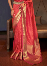 Load image into Gallery viewer, Shades Of Red Handloom Woven Banarasi Silk Saree