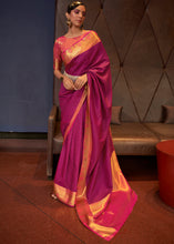 Load image into Gallery viewer, Magenta Pink Handloom Woven Banarasi Silk Saree