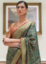 Load image into Gallery viewer, Dark Green Zari Woven Patola Silk Saree