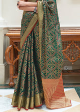 Load image into Gallery viewer, Dark Green Zari Woven Patola Silk Saree