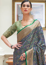 Load image into Gallery viewer, Dark Blue Zari Woven Patola Silk Saree
