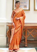 Load image into Gallery viewer, Carrot Orange Zari Woven Patola Silk Saree