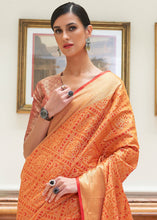 Load image into Gallery viewer, Carrot Orange Zari Woven Patola Silk Saree