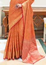 Load image into Gallery viewer, Carrot Orange Zari Woven Patola Silk Saree