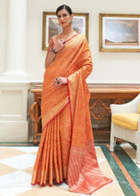 Load image into Gallery viewer, Carrot Orange Zari Woven Patola Silk Saree