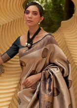 Load image into Gallery viewer, Black &amp; Golden Two Tone Woven Silk Saree