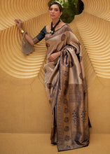 Load image into Gallery viewer, Black &amp; Golden Two Tone Woven Silk Saree