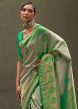 Load image into Gallery viewer, Green &amp; Grey Two Tone Woven Silk Saree