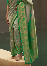 Load image into Gallery viewer, Green &amp; Grey Two Tone Woven Silk Saree