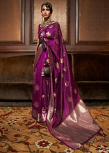 Load image into Gallery viewer, Tyrian Purple Handloom Weaving Silk Saree