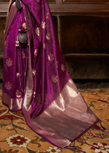 Load image into Gallery viewer, Tyrian Purple Handloom Weaving Silk Saree