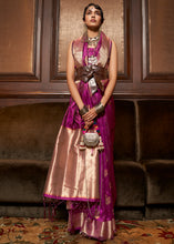 Load image into Gallery viewer, Tyrian Purple Handloom Weaving Silk Saree