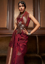 Load image into Gallery viewer, Berry Red Handloom Weaving Silk Saree