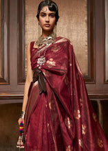 Load image into Gallery viewer, Berry Red Handloom Weaving Silk Saree