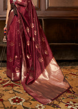 Load image into Gallery viewer, Berry Red Handloom Weaving Silk Saree