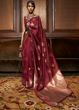 Load image into Gallery viewer, Berry Red Handloom Weaving Silk Saree