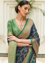 Load image into Gallery viewer, Blue &amp; Green Zari Woven Patola Silk Saree