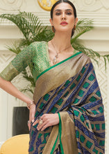 Load image into Gallery viewer, Blue &amp; Green Zari Woven Patola Silk Saree