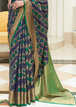 Load image into Gallery viewer, Blue &amp; Green Zari Woven Patola Silk Saree