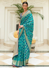 Load image into Gallery viewer, Shades Of Blue Zari Woven Patola Silk Saree
