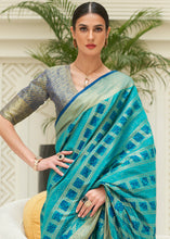 Load image into Gallery viewer, Shades Of Blue Zari Woven Patola Silk Saree