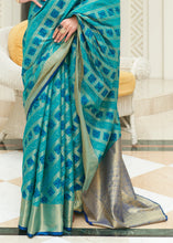Load image into Gallery viewer, Shades Of Blue Zari Woven Patola Silk Saree