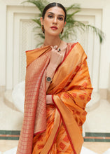 Load image into Gallery viewer, Orange &amp; Red Zari Woven Patola Silk Saree