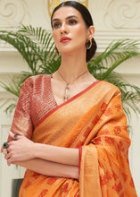 Load image into Gallery viewer, Orange &amp; Red Zari Woven Patola Silk Saree