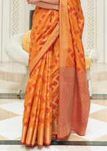 Load image into Gallery viewer, Orange &amp; Red Zari Woven Patola Silk Saree