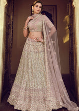 Cargar imagen en el visor de la galería, Lilac Purple Soft Net Lehenga Choli with Sequins, Thread, Zari &amp; Dori work