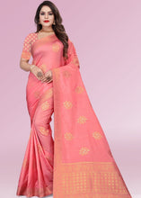 Load image into Gallery viewer, Punch Pink Zari Woven Silk Saree with Tassels on Pallu