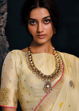 Load image into Gallery viewer, Ivory White Designer Zari Woven Tissue Silk Saree