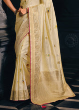 Load image into Gallery viewer, Ivory White Designer Zari Woven Tissue Silk Saree