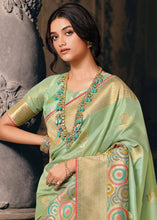 Load image into Gallery viewer, Apple Green Designer Zari Woven Tissue Silk Saree