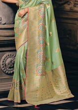 Load image into Gallery viewer, Apple Green Designer Zari Woven Tissue Silk Saree