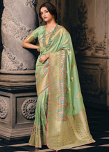 Load image into Gallery viewer, Apple Green Designer Zari Woven Tissue Silk Saree