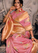 Load image into Gallery viewer, Watermelon Pink Designer Zari Woven Tissue Silk Saree