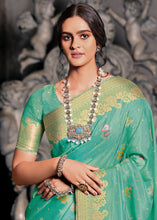 Load image into Gallery viewer, Jade Green Designer Zari Woven Tissue Silk Saree