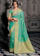 Load image into Gallery viewer, Jade Green Designer Zari Woven Tissue Silk Saree