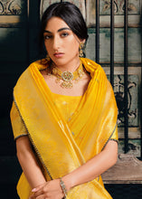 Load image into Gallery viewer, Tuscany Yellow Designer Zari Woven Tissue Silk Saree