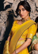 Load image into Gallery viewer, Tuscany Yellow Designer Zari Woven Tissue Silk Saree